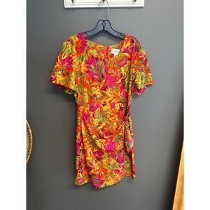 Giorgio Sant' Angelo Hawaiian Wrap Dress Womens 12 Tropical Floral Knotted